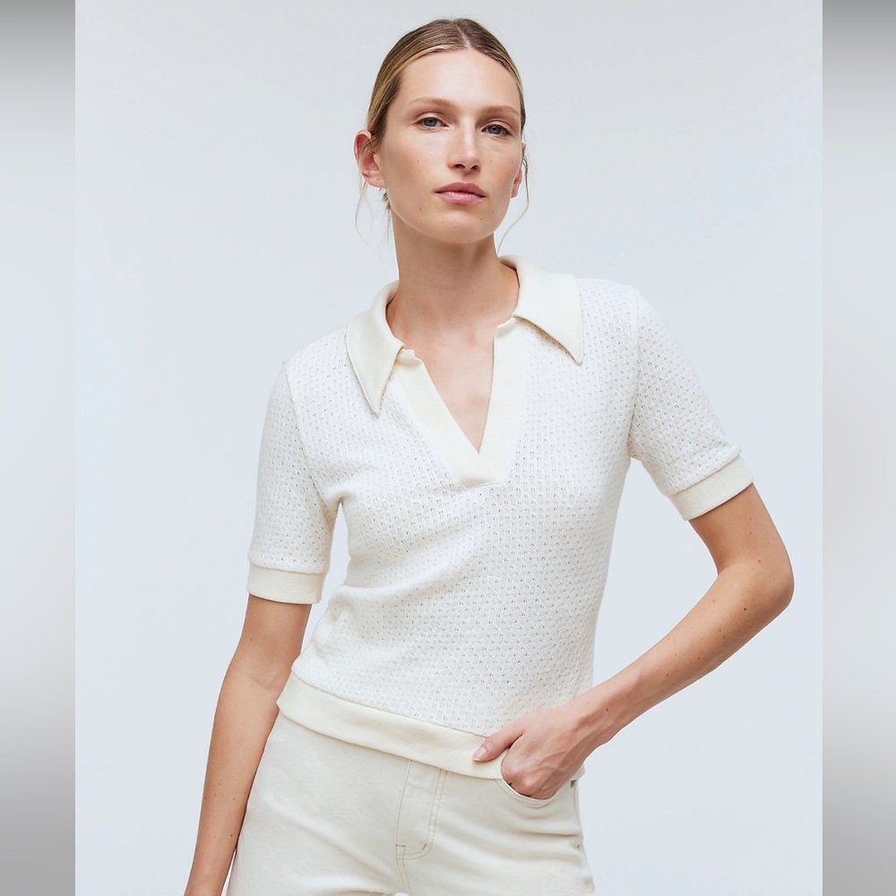 Madewell Pointelle Collared Sweater Tee